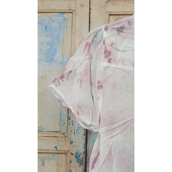 Torrid Womens Plus Size 1 Challis Tie Dye Mauve Button Front White NWT - Picture 6 of 11